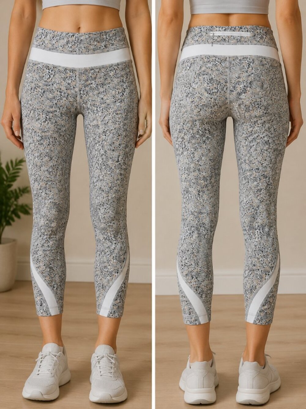 Lululemon Run: Inspire crop II Luxtrme Petite Fleur Silver Spoon Leggings Size 2
